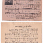 4 db RÉGI katonai zenés kottás képeslap / 4 pre-1945 military music sheet postcards