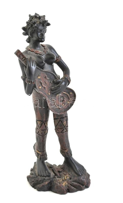 Gitározó néger, műgyanta, kopásokkal, m: 16 cm