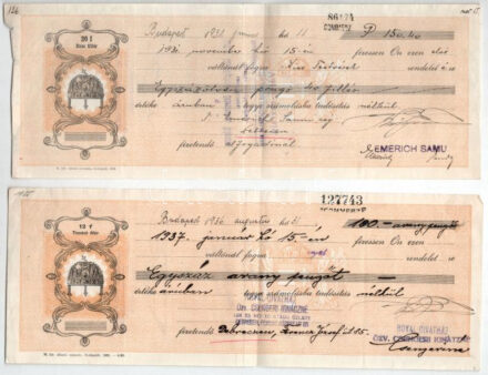 Budapest 1925-1938. 6xklf váltó bélyegzésekkel, okmánybélyegekkel T:III szakadás