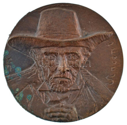Farkas István Béla (1915-2005): DN 'Vincent' kétoldalas bronz emlékérem (85mm) T:1- patina