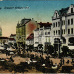 Szombathely, Erzsébet királyné utca, piac, üzletek. Vasúti levelezőlapárusítás 5535. (EB)