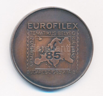 1985. 'Eurofilex Nemzetközi Tematikus Bélyeg Kiállítás / Fédération Nationale des Philatélistes Hongrois' kétoldalas bronz emlékérem (42,5mm) T:1-