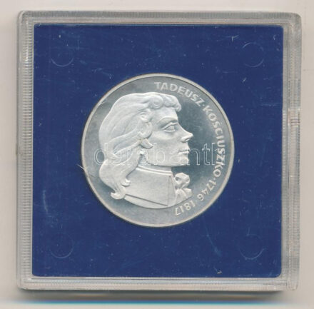 Lengyelország 1976. 100Zl Ag 'Pulaski Kázmér' műanyag tokban T:PP patina Poland 1976. 100 Zlotych Ag 'Casimir Pulaski' in plastic case C:PP patina Krause Y#84