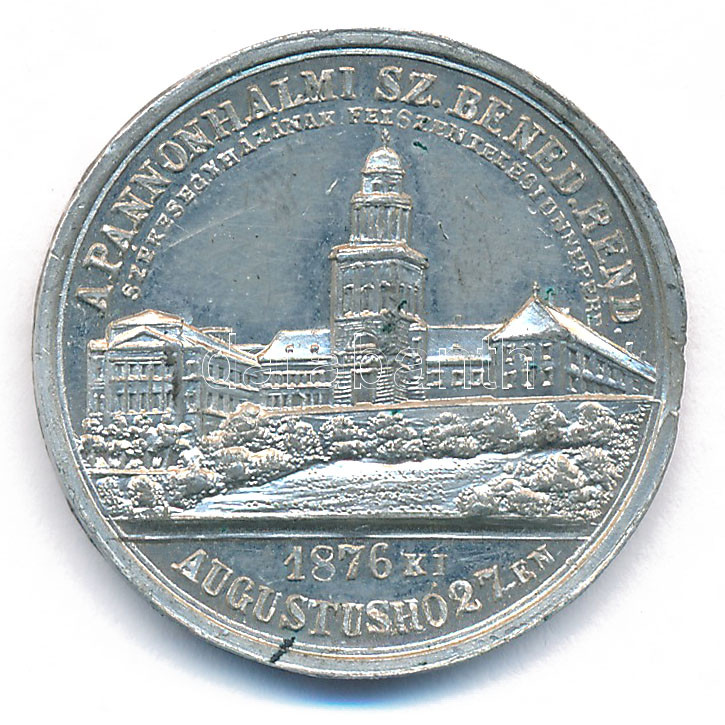1876. 'Pannonhalmi Sz. Benedek Rend' Sn felszentelési emlékérem (28mm) T:1- ph.
