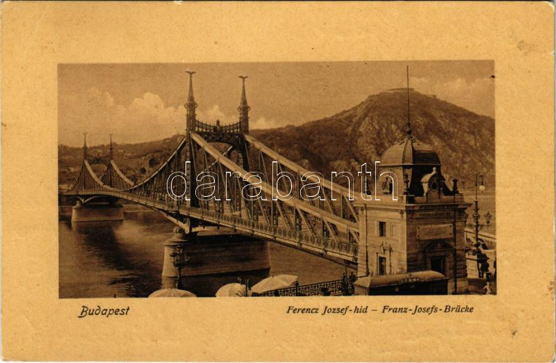 1910 Budapest, Ferenc József híd, Gellérthegy és Citadella