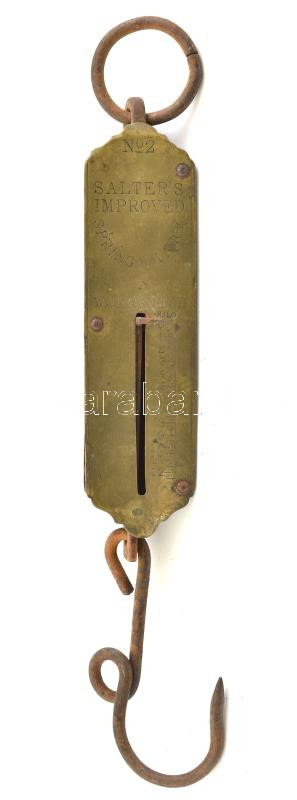 Régi kézi mérleg, kopott, rozsdás, h: 26 cm