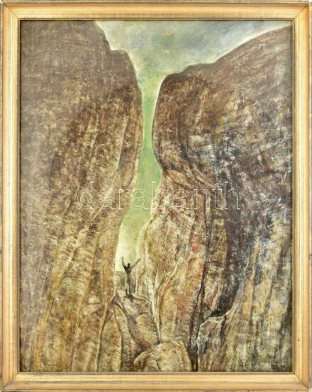 Patay László (1931-2002): 'Kőrengeteg', 1979. Olaj, farost, jelezve jobbra lent, hátoldalán autográf felirattal és Képcsarnok Vállalat címkéjével. Dekoratív, üvegezett fakeretben, 91×71 cm