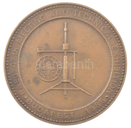 Pataky Béla (1932-) 1985. 'Budapest - Vigadó / EAEG 47th Meeting and Technical Exhibition' bronz emlékérem (70mm) T:1- folt, kis ph