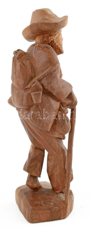 Jelzés nélkül: Vándor. Faragott fa, kopásokkal, m: 18 cm - Image 2