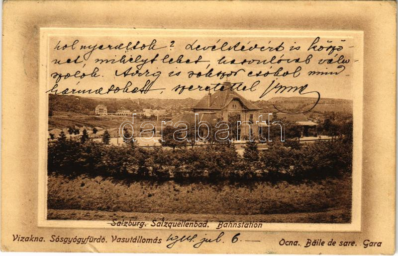 1914 Vízakna, Salzburg, Ocna Sibiului; vasútállomás / Bahnstation / Gara / railway station (EK)
