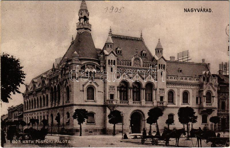 Nagyvárad, Oradea; Görög katolikus püspöki palota, piac / Greek Catholic bishop's palace (EK)