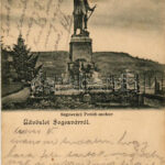 1904 Segesvár, Schässburg, Sighisoara; Petőfi szobor. Petrovits F. kiadása / monument, statue (EB)
