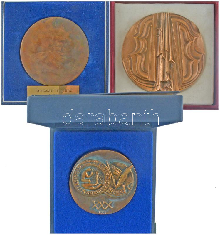 Szabó Iván (1913-1998) DN 'Győrffy István Kollégium 1942 XXX' egyoldalas bronz emlékérem sérült dobozában (88mm) + 'Magyar Testnevelési Egyetem 1925 Budapest' egyoldalas bronz emlékérem Tarnóczai Istvánné nevére szóló sérült - Image 2