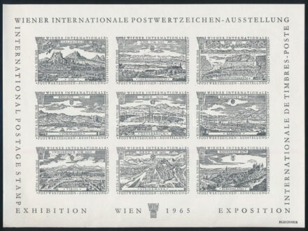 Ausztria 1965 WIPA levélzáró feketenyomat kisív