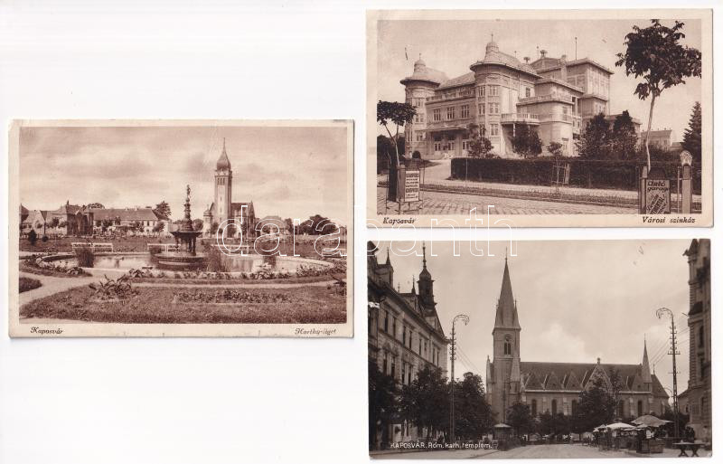 Kaposvár - 3 db régi képeslap
