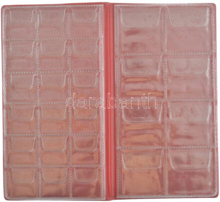 Kisalakú fekete műbőr érmetartó album 52 darab férőhellyel, 2xklf méretű érme számára, szép állapotban