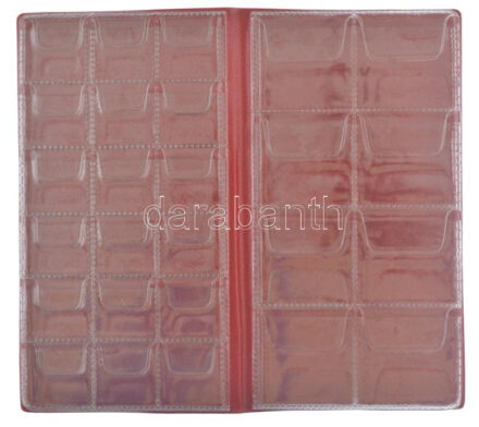Kisalakú fekete műbőr érmetartó album 52 darab férőhellyel, 2xklf méretű érme számára, szép állapotban