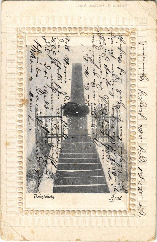 1905 Arad, Vesztőhely télen. Kubina B. kiadása / monument in winter (b)