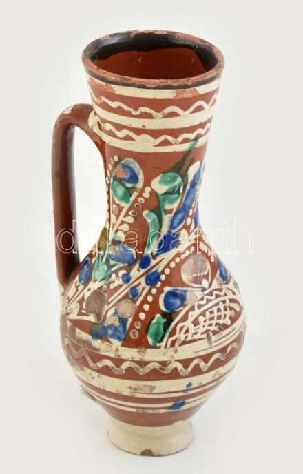 Bokály. Torda, Erdély. XIX. sz. vége. Mázas cserép, sérüléssel 25 cm