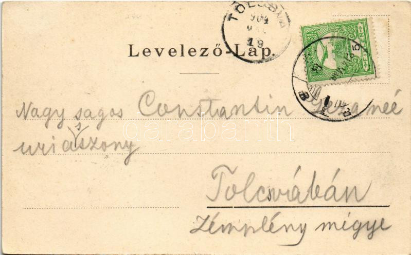 1904 Dés, Dej; Óvári torony, Voith palota, Décsey és Szilágyi üzlete, M. kir. törvényház. Gálócsi S. kiadása / tower, palace, shops, court (Rb) - Image 2