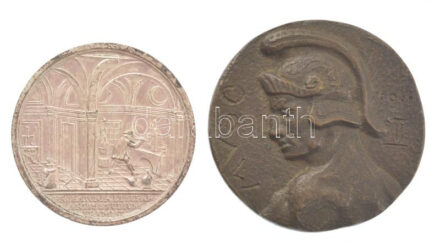 1985. 'HUNGAROKORR pályázat díj' kétoldalas ezüstözött fém emlékérem (45mm) + DN 'MVSC (Miskolci Vasutas Sport Club) 1911' egyoldalas bronz emlékérem (54mm) T:1,2 kopott ezüstözés