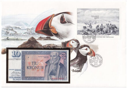 Izland 1961. 10K borítékban bélyeggel, bélyegzéssel T:I Iceland 1961. 10 Kronur in envelope with stamp and cancellation C:UNC