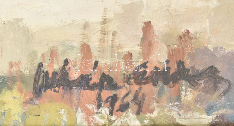 Juhász Erika (1926-2018): Balatonfelvidék, 1964. Olaj, farost, jelzett. Dekoratív fakeretben, 60×80 cm. KIZÁRÓLAG SZEMÉLYES ÁTVÉTEL, NEM POSTÁZZUK! / ONLY PERSONAL COLLECTION AT OUR OFFICE! - Image 2