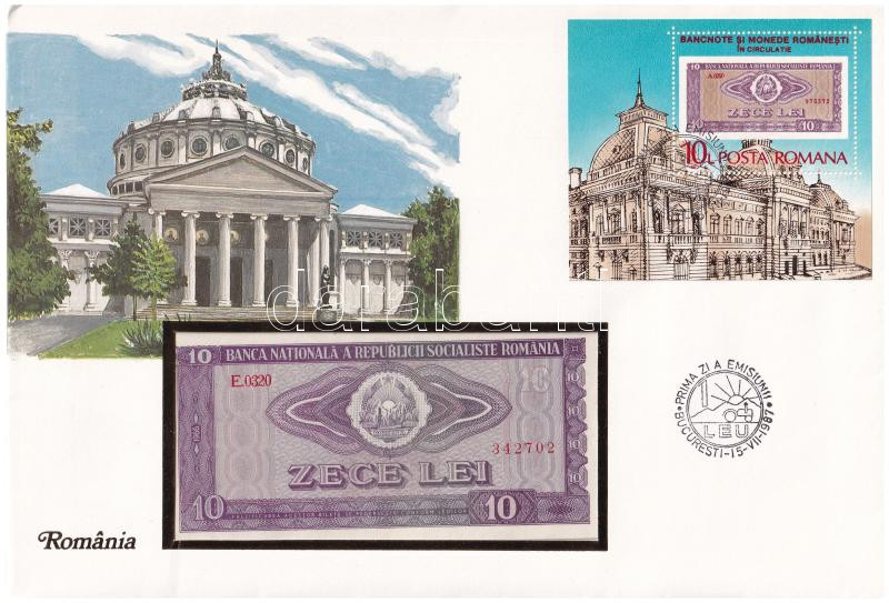 Románia 1966. 10L felbélyegzett borítékban, bélyegzéssel T:I Romania 1966. 10 Lei in envelope with stamp and cancellation C:UNC