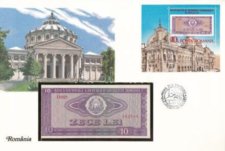Románia 1966. 10L felbélyegzett borítékban, bélyegzéssel T:I Romania 1966. 10 Lei in envelope with stamp and cancellation C:UNC