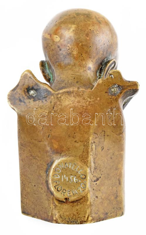 DONATELLO mellszobra, 1900 körüli, bronz, patina, hátlapján felirat: 'Donatello 1456 florenzo'. Talapzat nélkül. 1900 körül. m: 16 cm - Image 4