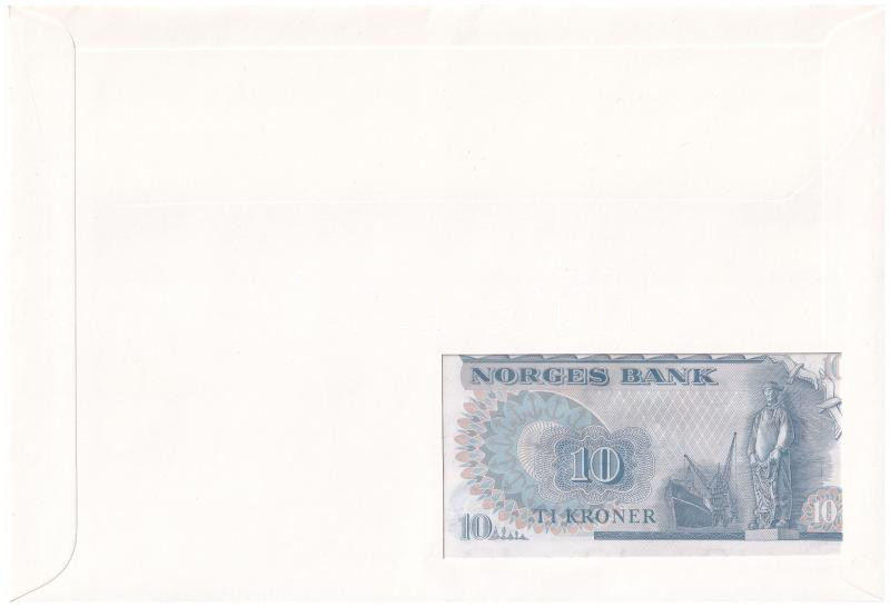 Norvégia 1977. 10K felbélyegzett borítékban, bélyegzéssel T:I Norway 1977. 10 Kroner in envelope with stamp and cancellation C:UNC - Image 2