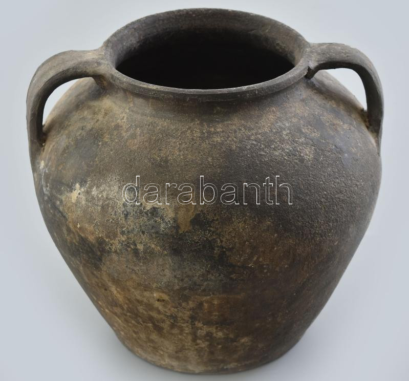 Antik cserépedény, kopott, m: 24 cm