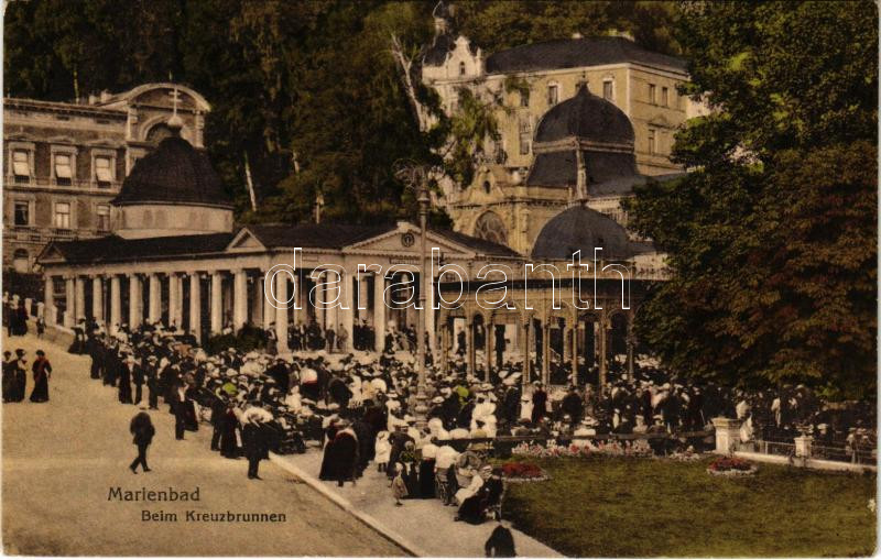 1919 Marianske Lazne, Marienbad; Beim Kreuzbrunnen / fountain, spa