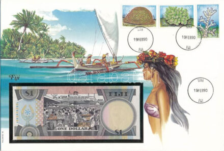 Fidzsi-szigetek 1987. 1$ borítékban, alkalmi bélyeggel és bélyegzéssel T:I Fiji 1987. 1 Dollar in envelope with stamps and cancellations C:UNC