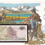 Új-Zéland 1985-1989. 1$ borítékban, alkalmi bélyeggel és bélyegzéssel T:I New Zealand 1985-1989. 1 Dollar in envelope with stamps and cancellations C:UNC