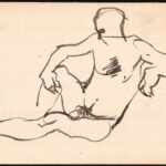 Jelzés nélkül: Férfi akt, 2 db, akvarell, papír, 21×29 cm