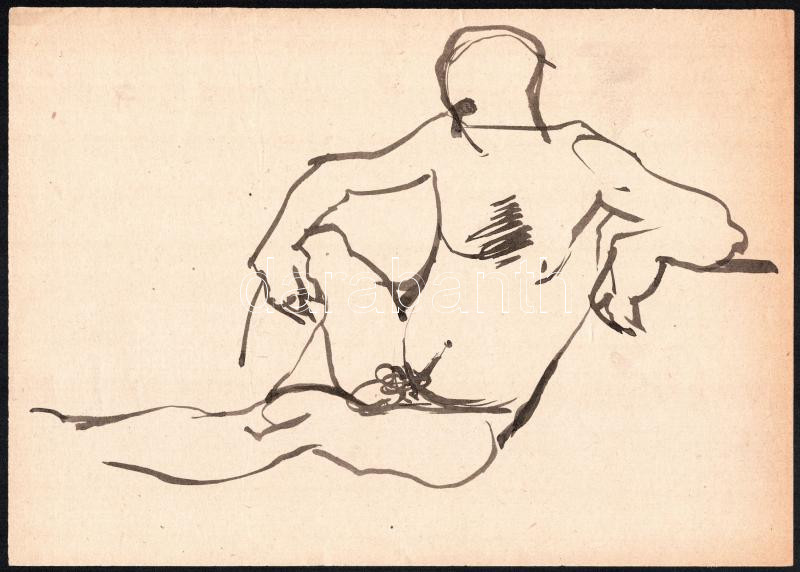 Jelzés nélkül: Férfi akt, 2 db, akvarell, papír, 21×29 cm