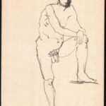 Jelzés nélkül: Férfi akt, 2 db, akvarell, papír, 21×29 cm - Image 2