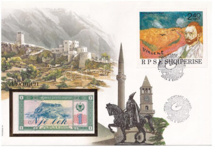 Albánia 1976. 1L felbélyegzett borítékban, bélyegzéssel T:I Albania 1976. 1 Lek in envelope with stamp and cancellation C:UNC