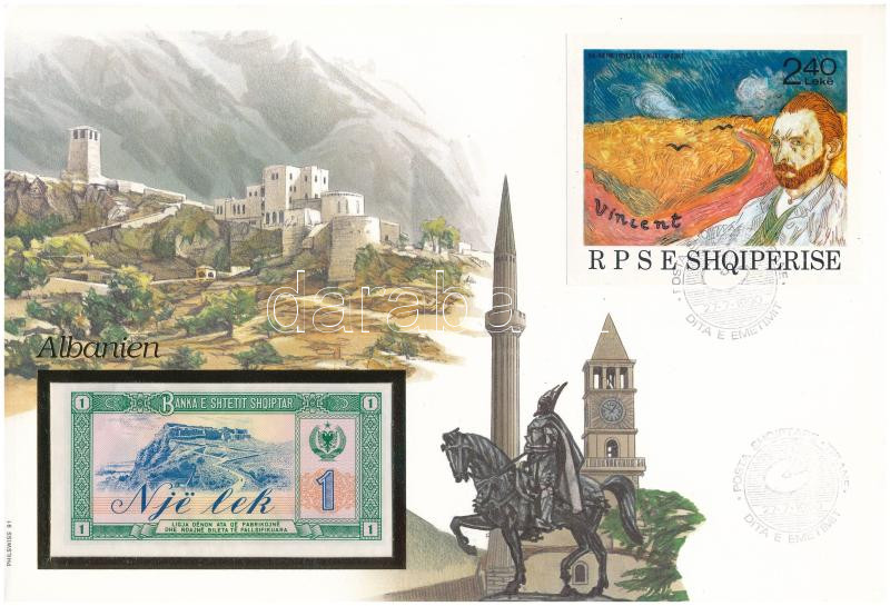 Albánia 1976. 1L felbélyegzett borítékban, bélyegzéssel T:I Albania 1976. 1 Lek in envelope with stamp and cancellation C:UNC