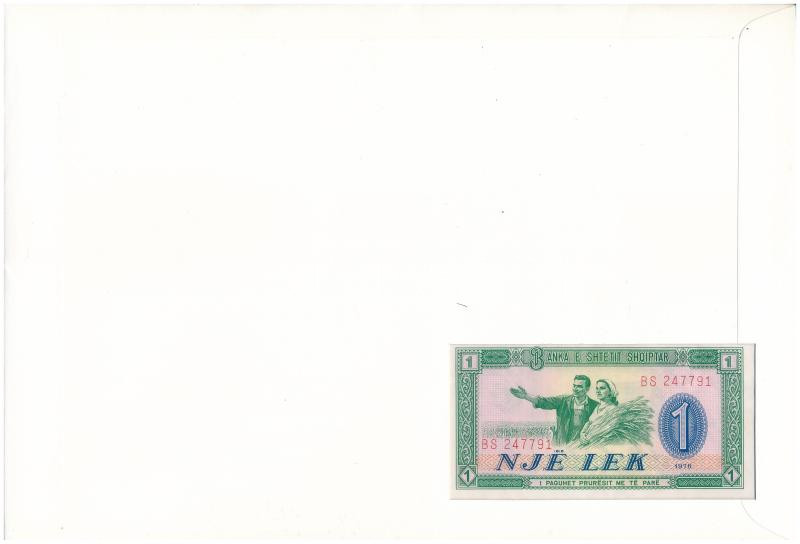 Albánia 1976. 1L felbélyegzett borítékban, bélyegzéssel T:I Albania 1976. 1 Lek in envelope with stamp and cancellation C:UNC - Image 2