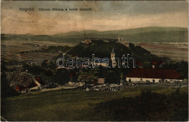 1928 Nógrád, várrom látképe a keleti oldalról (EK) + 'NÓGRÁDVERŐCZE P.U.'