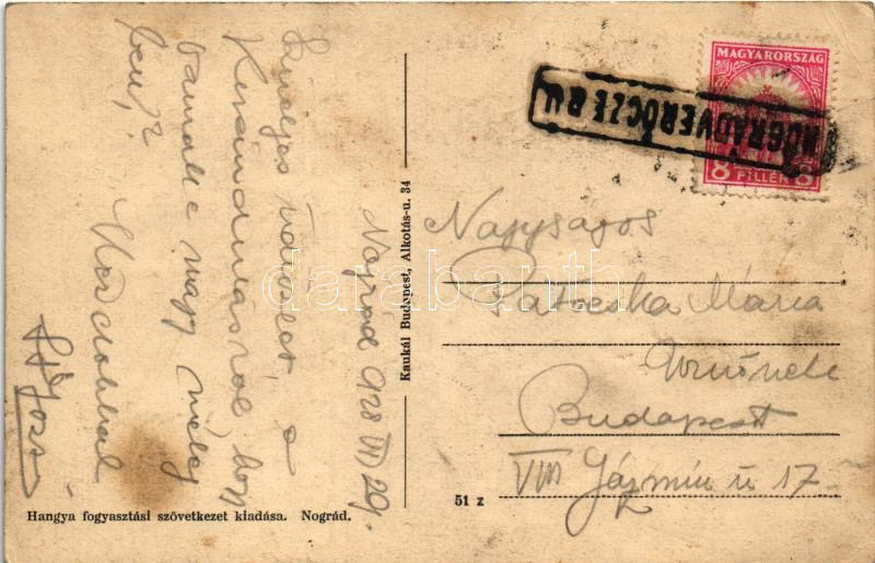 1928 Nógrád, várrom látképe a keleti oldalról (EK) + 'NÓGRÁDVERŐCZE P.U.' - Image 2