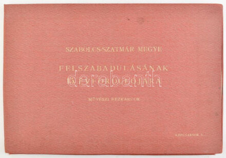 Szabolcs-Szatmár megye felszabadulásának 15. évfordulójára művészi rézkarcok, 8 db, Csisztu Mihály (1933-2008), Váczi András (1967-) alkotásai, mappában