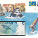 Holland-Antillák 1986. 5G borítékban, alkalmi bélyeggel és bélyegzéssel T:I Netherlands Antilles 1986. 5 Gulden in envelope with stamps and cancellations C:UNC