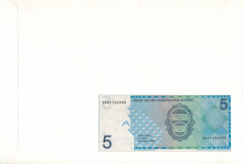 Holland-Antillák 1986. 5G borítékban, alkalmi bélyeggel és bélyegzéssel T:I Netherlands Antilles 1986. 5 Gulden in envelope with stamps and cancellations C:UNC - Image 2