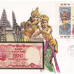 Indonézia 1984. 100R felbélyegzett borítékban, bélyegzéssel T:I Indonesia 1984. 100 Rupiah in envelope with stamp and cancellation C:UNC
