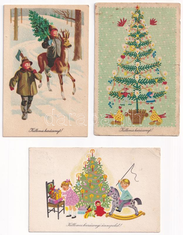 3 db MODERN retro magyar grafikai üdvözlő képeslap vegyes minőségben / 3 modern Hungarian retro graphic greeting postcards in mixed quality