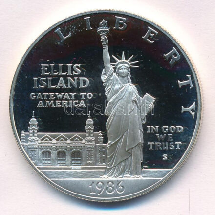 Amerikai Egyesült Államok 1986S 1$ Ag 'Szabadság-szobor' kapszulában T:PP USA 1986S 1 Dollar Ag 'Statue of Liberty' in capsule C:PP Krause KM#214