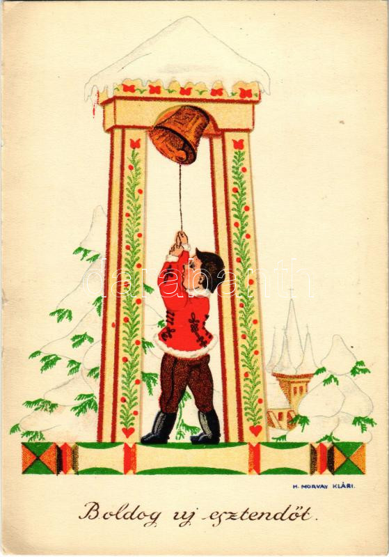 Boldog új esztendőt! / New Year greeting, Hungarian folklore s: H. Morvay Klári (EK)